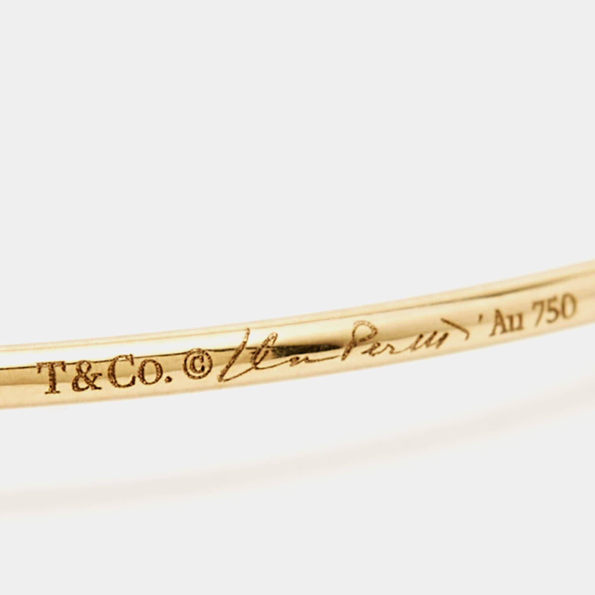 Uncut Tiffany & Co. Elsa Peretti Diamond 18k Yellow Gold Hoop Earrings