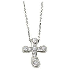Tiffany & Co. Elsa Peretti Diamond and Platinum Cross Pendant Necklace