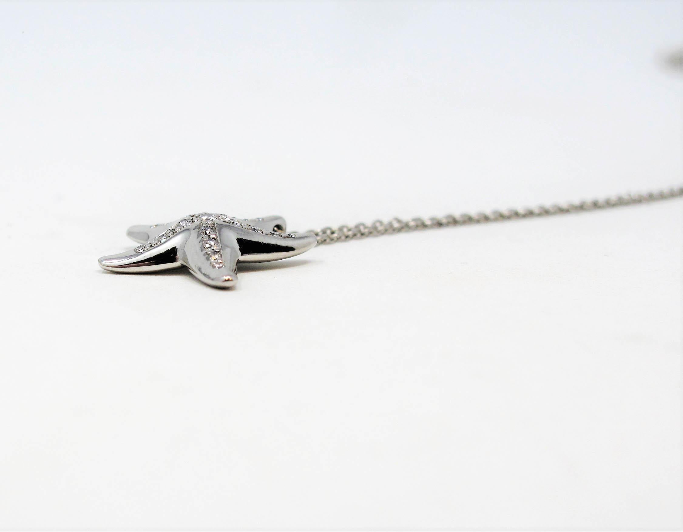 Women's Tiffany & Co. Elsa Peretti Diamond and Platinum Starfish Pendant Necklace