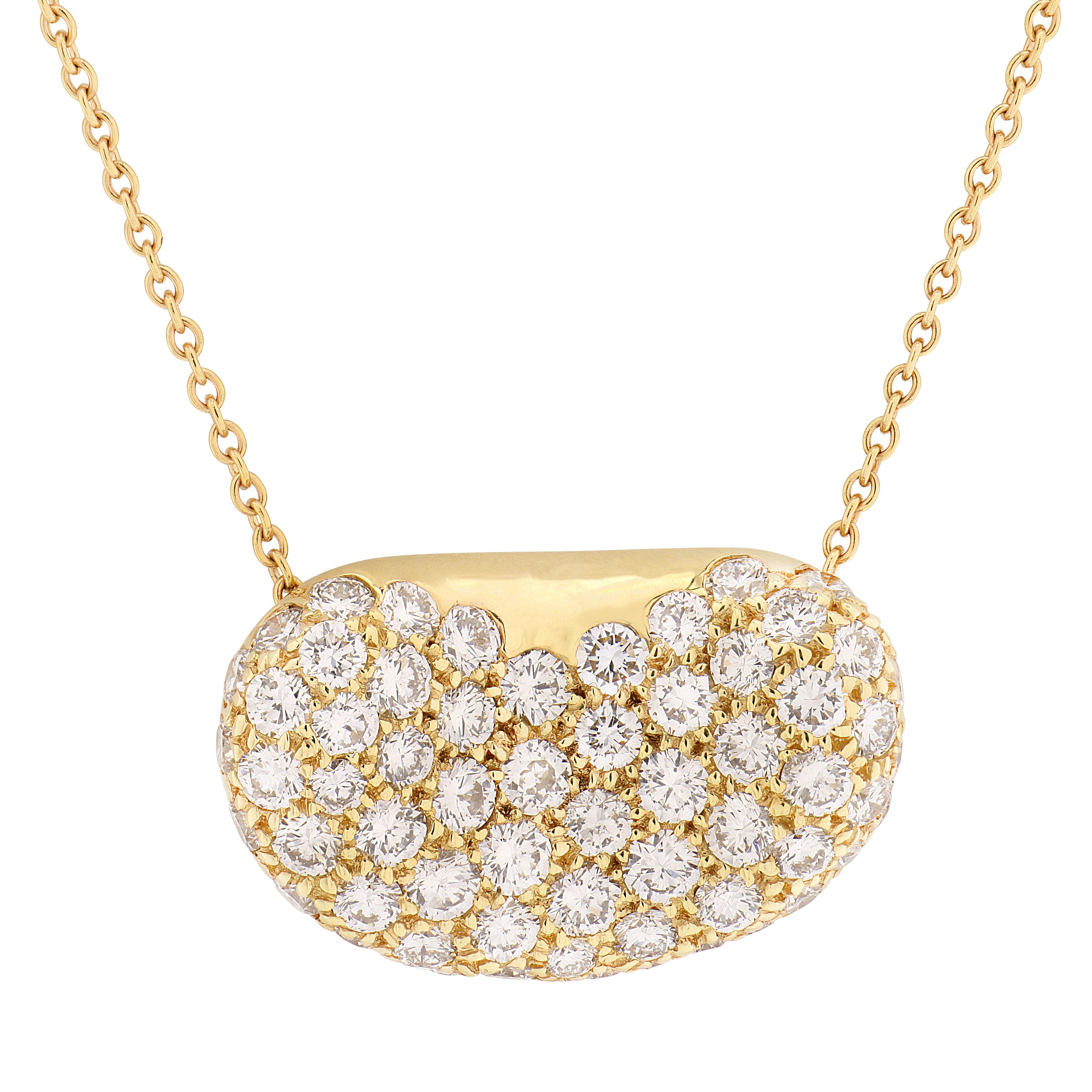 Tiffany & Co. Collana con ciondolo a forma di fagiolo con diamanti di Elsa Peretti In condizioni buone in vendita a West Palm Beach, FL