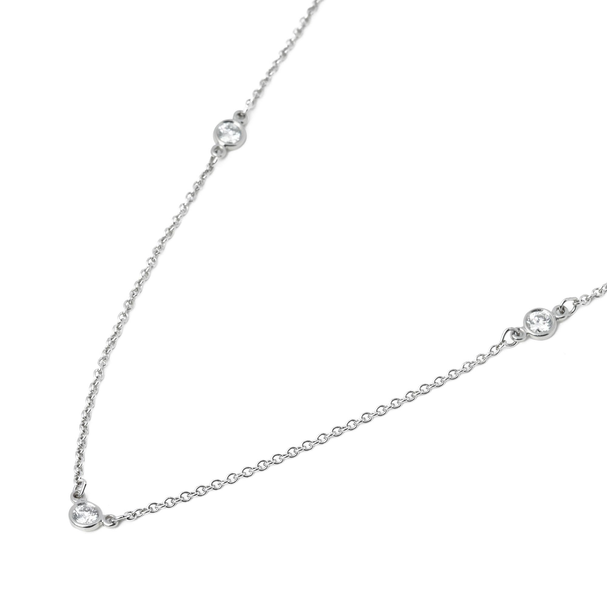 Round Cut Tiffany & Co. Elsa Peretti Diamond by the Yard 3 Diamond Platinum Necklace