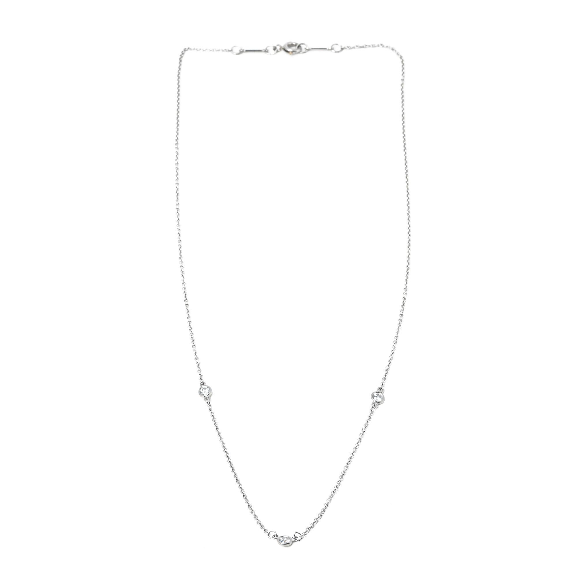 Women's or Men's Tiffany & Co. Elsa Peretti Diamond by the Yard 3 Diamond Platinum Necklace