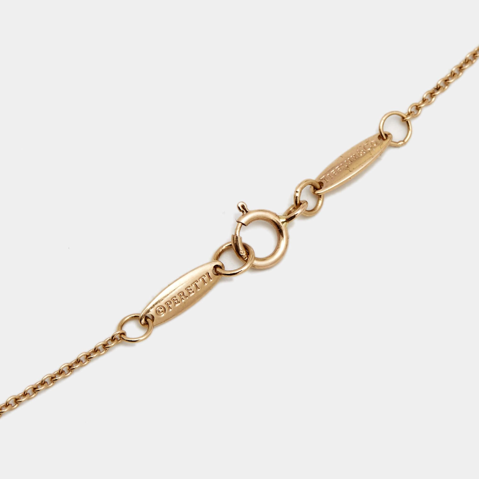 Uncut Tiffany & Co. Elsa Peretti Diamond by the Yard Diamond 18k Rose Gold Necklace
