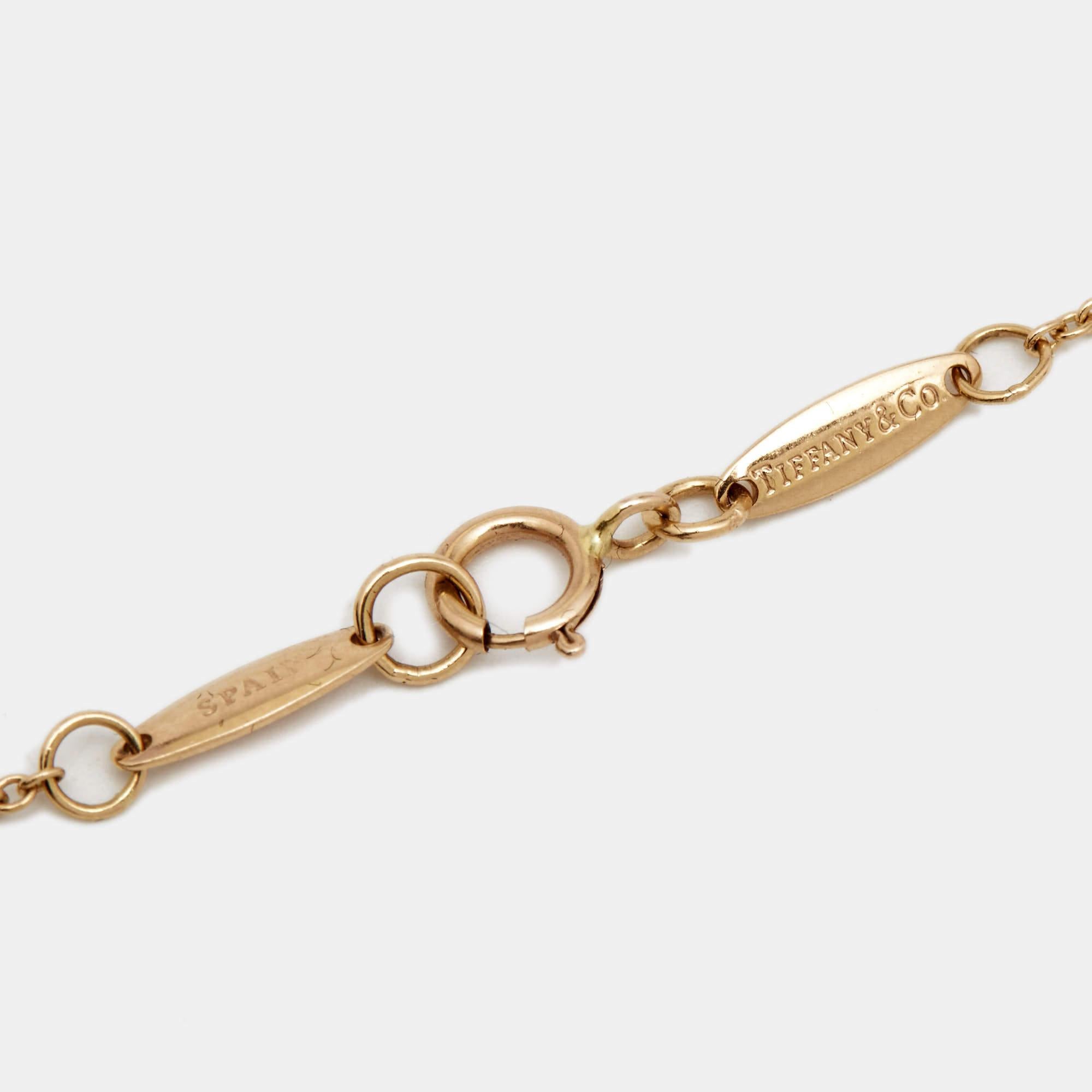 Tiffany & Co. Elsa Peretti Diamond by the Yard Diamond 18k Rose Gold Necklace In Good Condition In Dubai, Al Qouz 2
