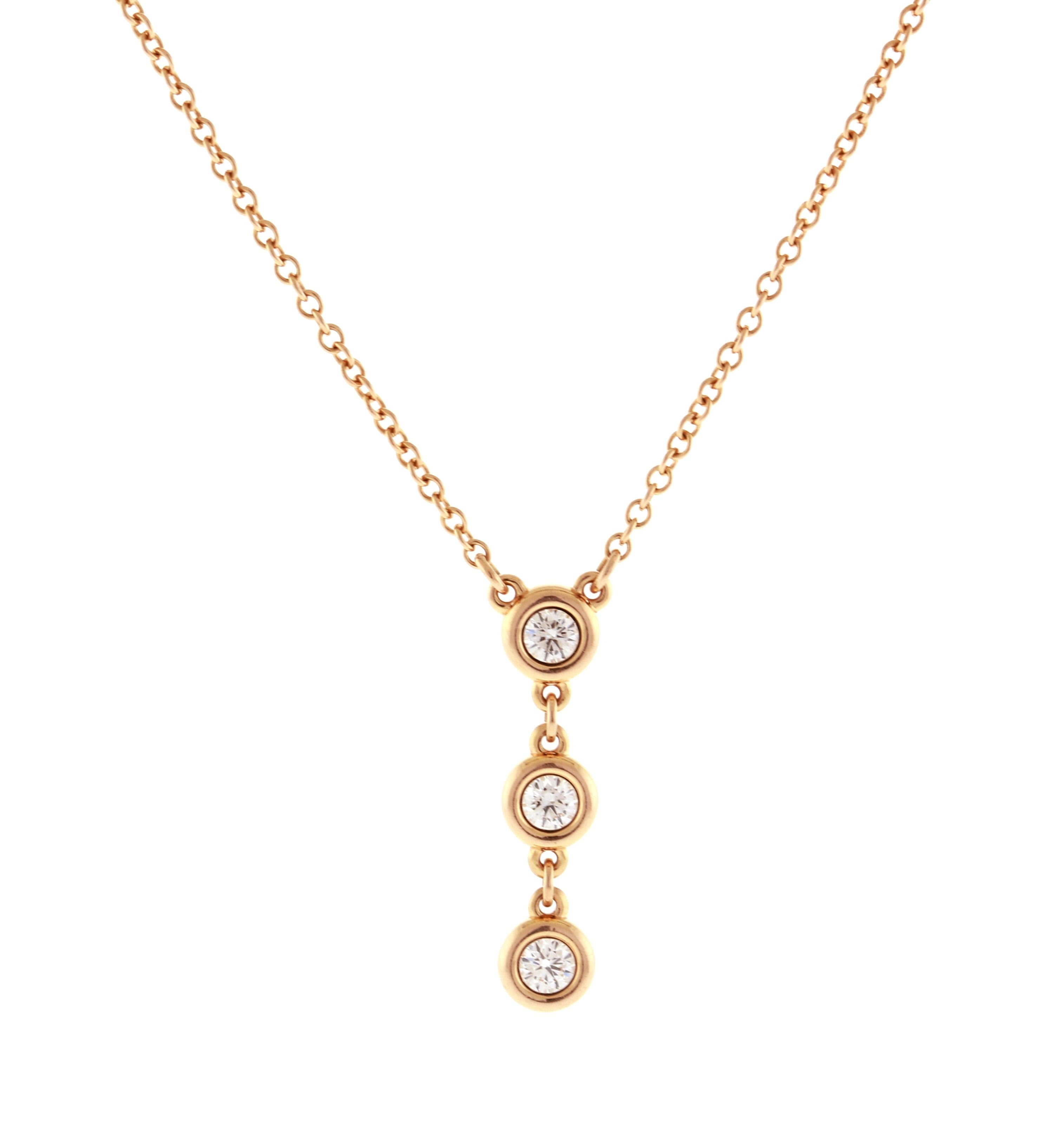 Brilliant Cut Tiffany & Co. Elsa Peretti Diamond By the Yard Drop Pendant Necklace