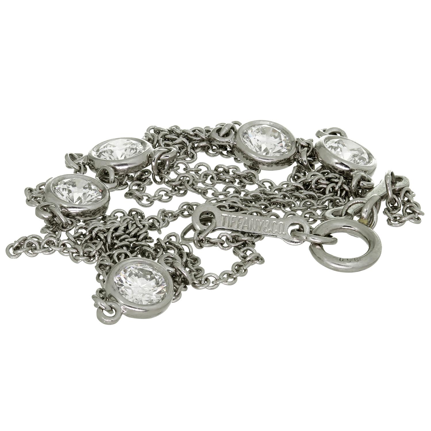 Brilliant Cut Tiffany & Co. Elsa Peretti Diamond by the Yard Platinum Necklace For Sale