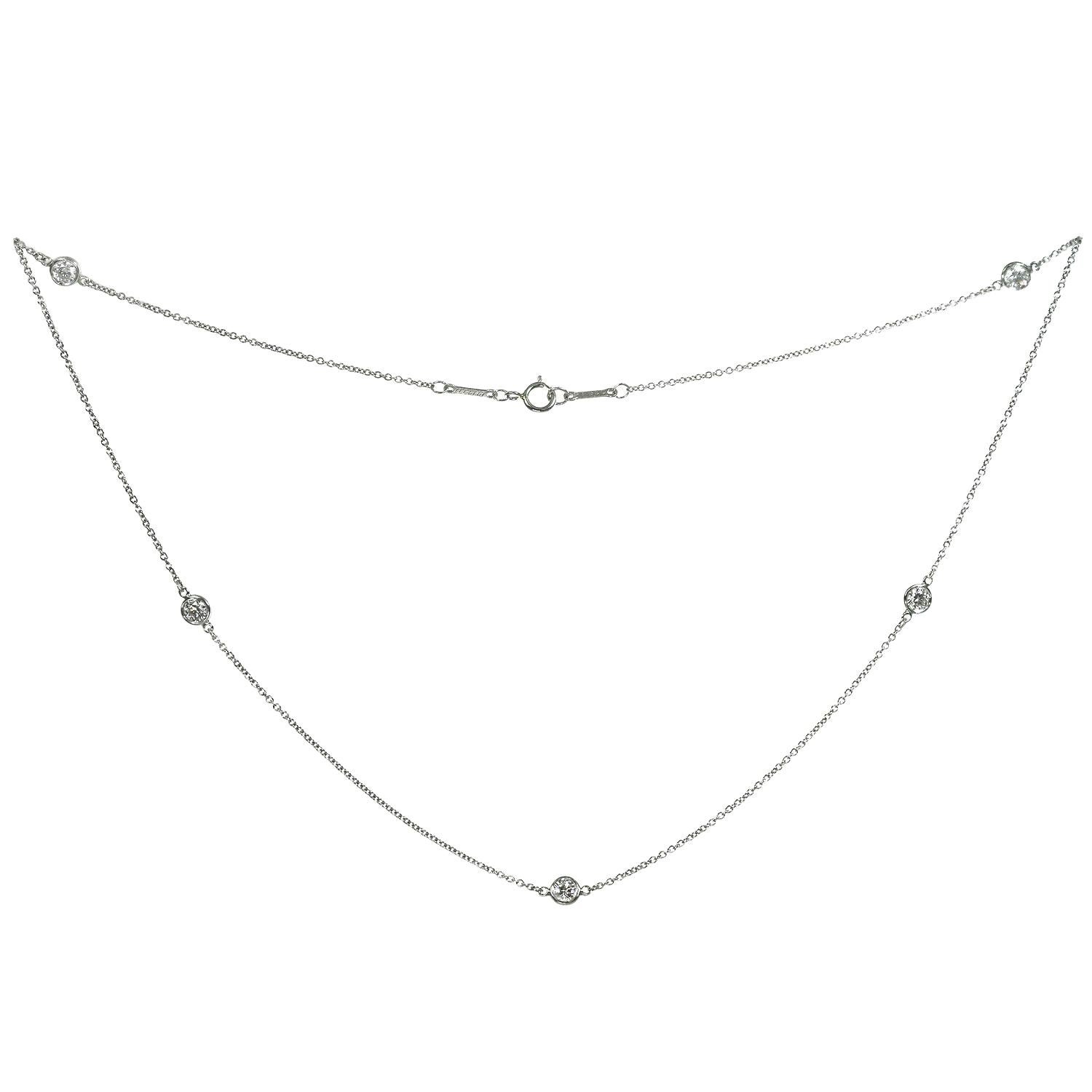 Tiffany & Co. Elsa Peretti Diamond by the Yard Platinum Necklace For Sale