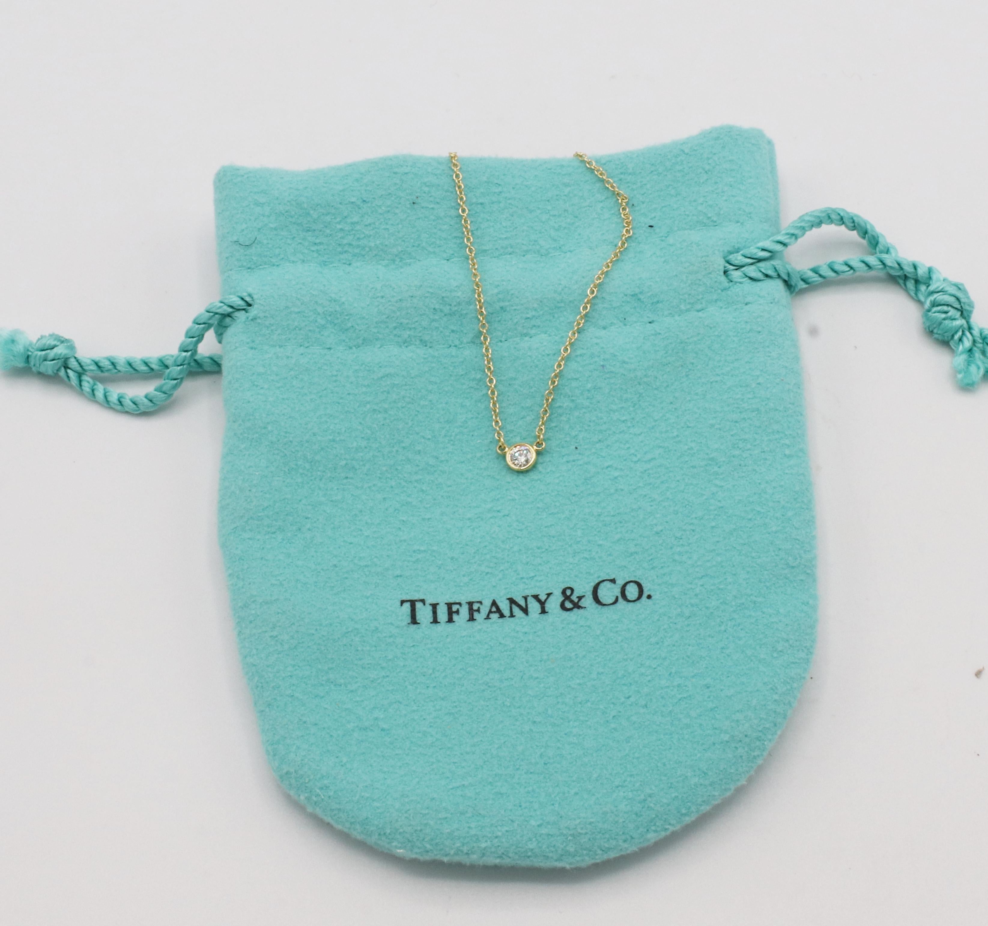 Round Cut Tiffany & Co. Elsa Peretti Natural Diamond by the Yard Single Pendant Necklace