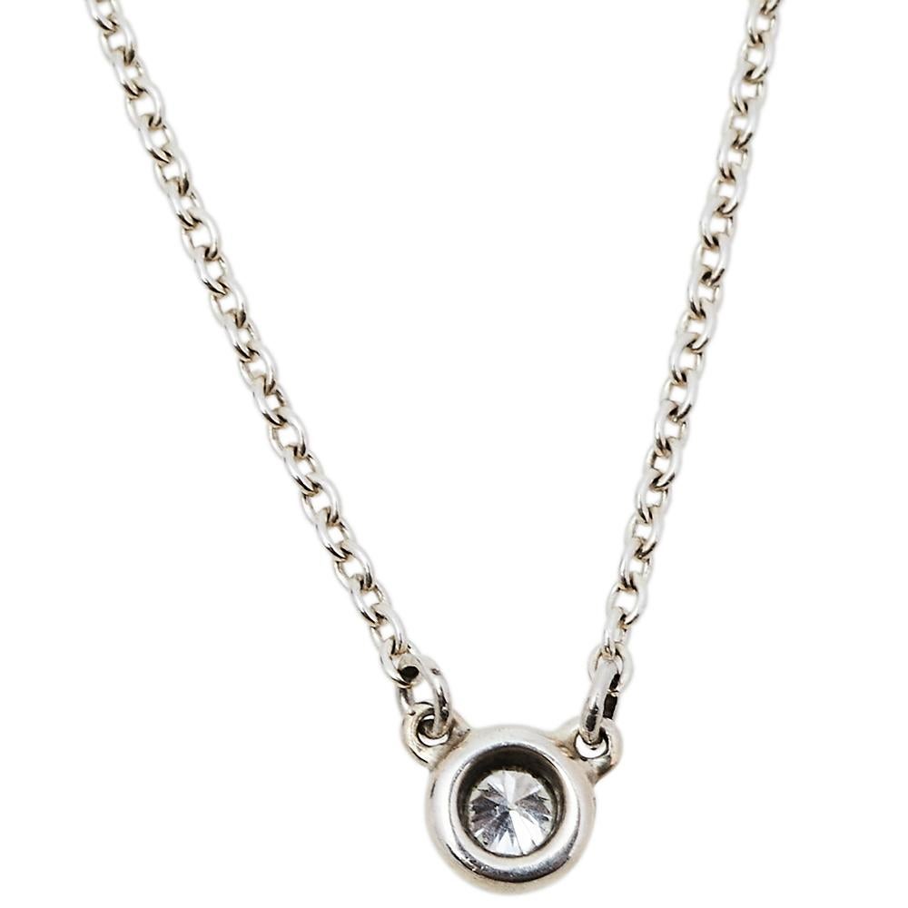 Contemporary Tiffany & Co. Elsa Peretti Diamond By The Yard Sterling Diamond Pendant Necklace