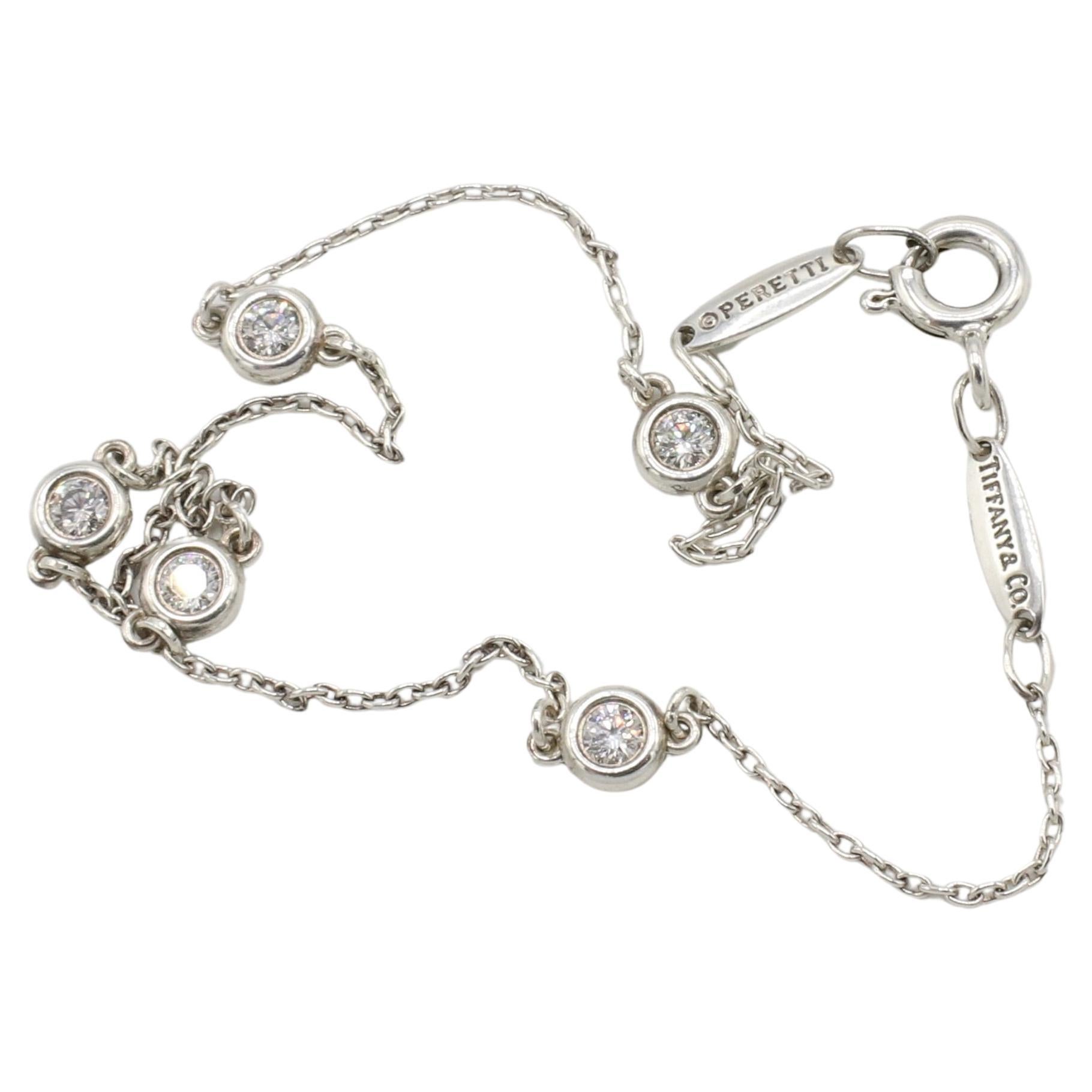 Modern Tiffany & Co. Elsa Peretti Diamond By The Yard Sterling Silver Station Bracelet For Sale