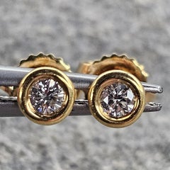 Tiffany & Co. Elsa Peretti Diamond by Yard Stud Earrings 18k Gold ~.18ct 1g