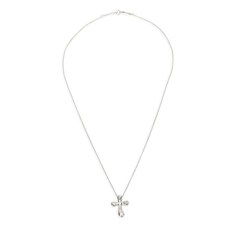 Tiffany and Co. Elsa Peretti Diamond Cross Pendant in Platinum 0.25 ...