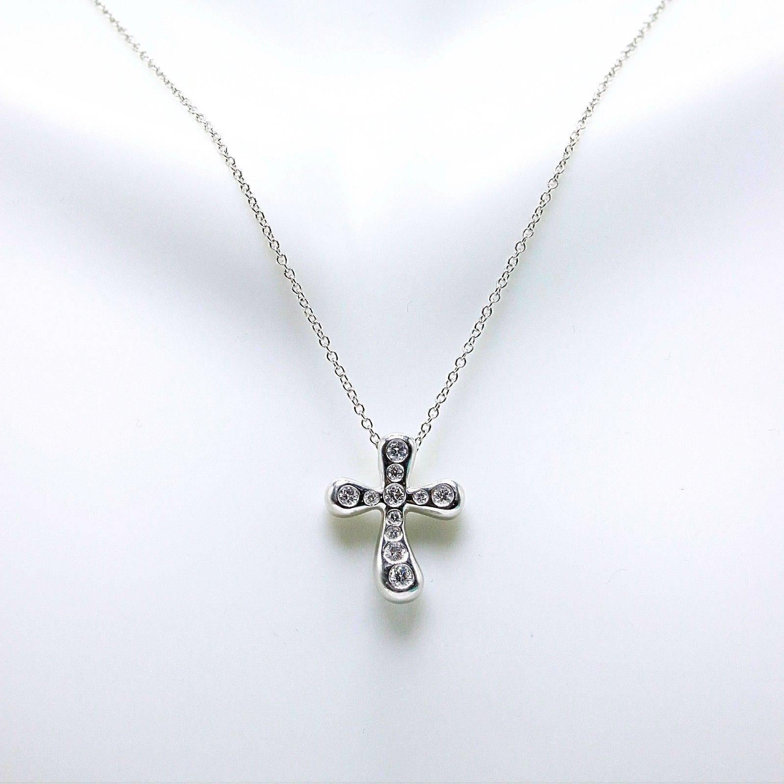Women's Tiffany & Co. Elsa Peretti Diamond Cross Pendant Necklace in Platinum