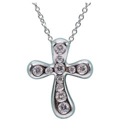 Tiffany & Co. Elsa Peretti Diamond Cross Pendant Necklace in Platinum