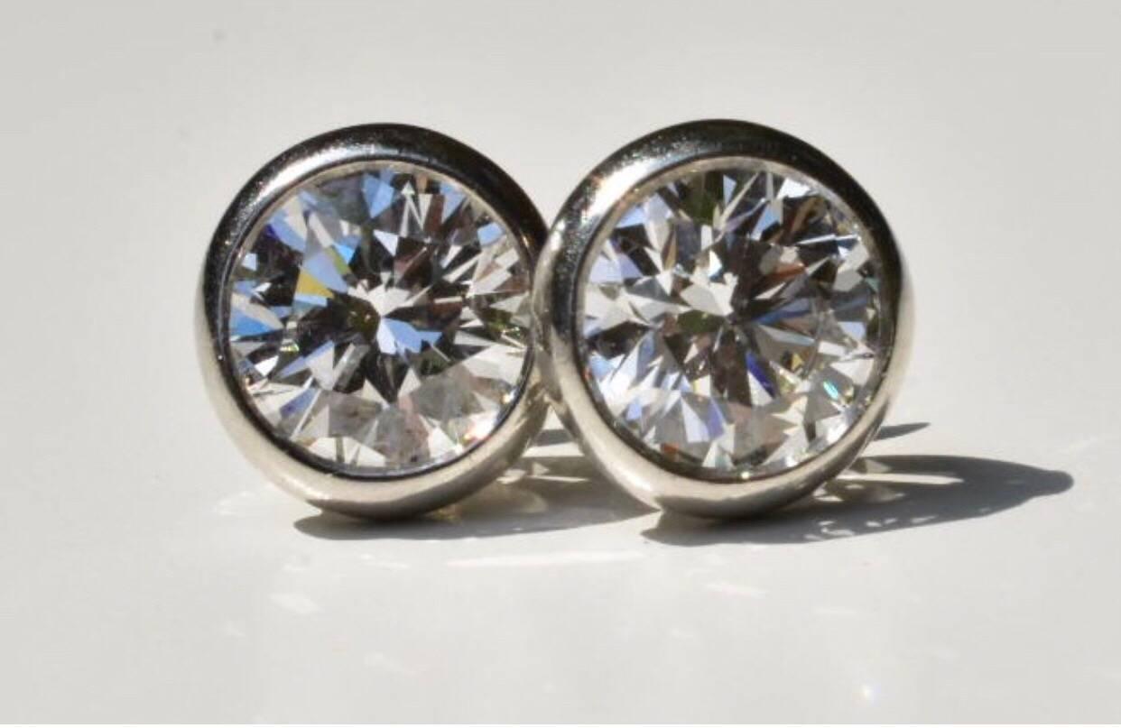 Round Cut Tiffany & Co. Elsa Peretti Diamond Earrings 1.72 Carat