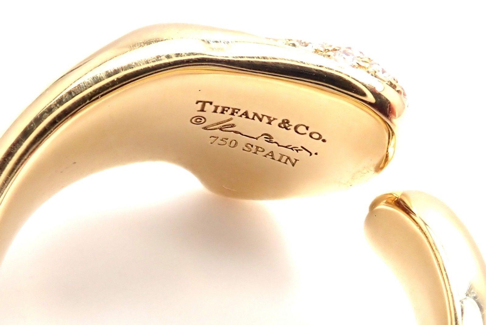 Women's or Men's Tiffany & Co. Elsa Peretti Diamond Heart Yellow Gold Band Ring
