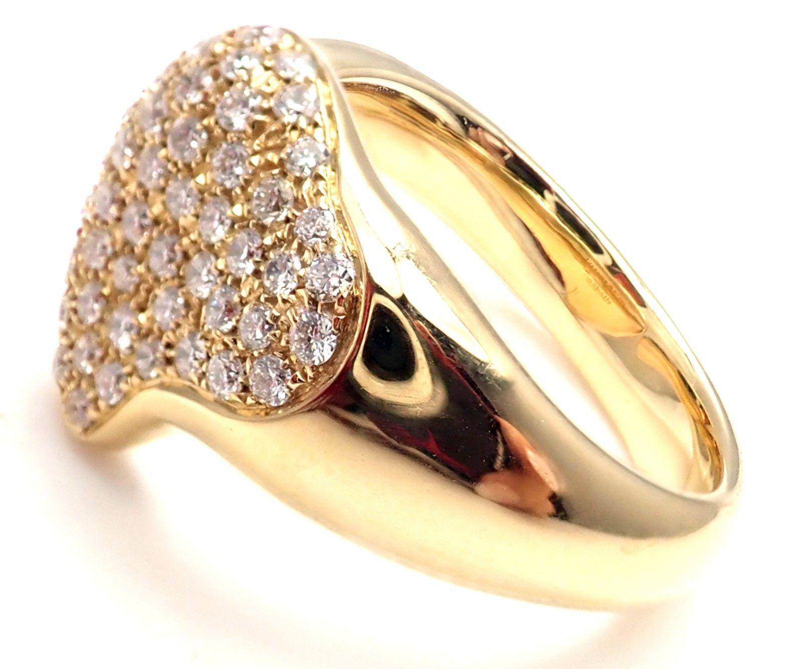 Tiffany & Co. Elsa Peretti Diamond Heart Yellow Gold Band Ring 1