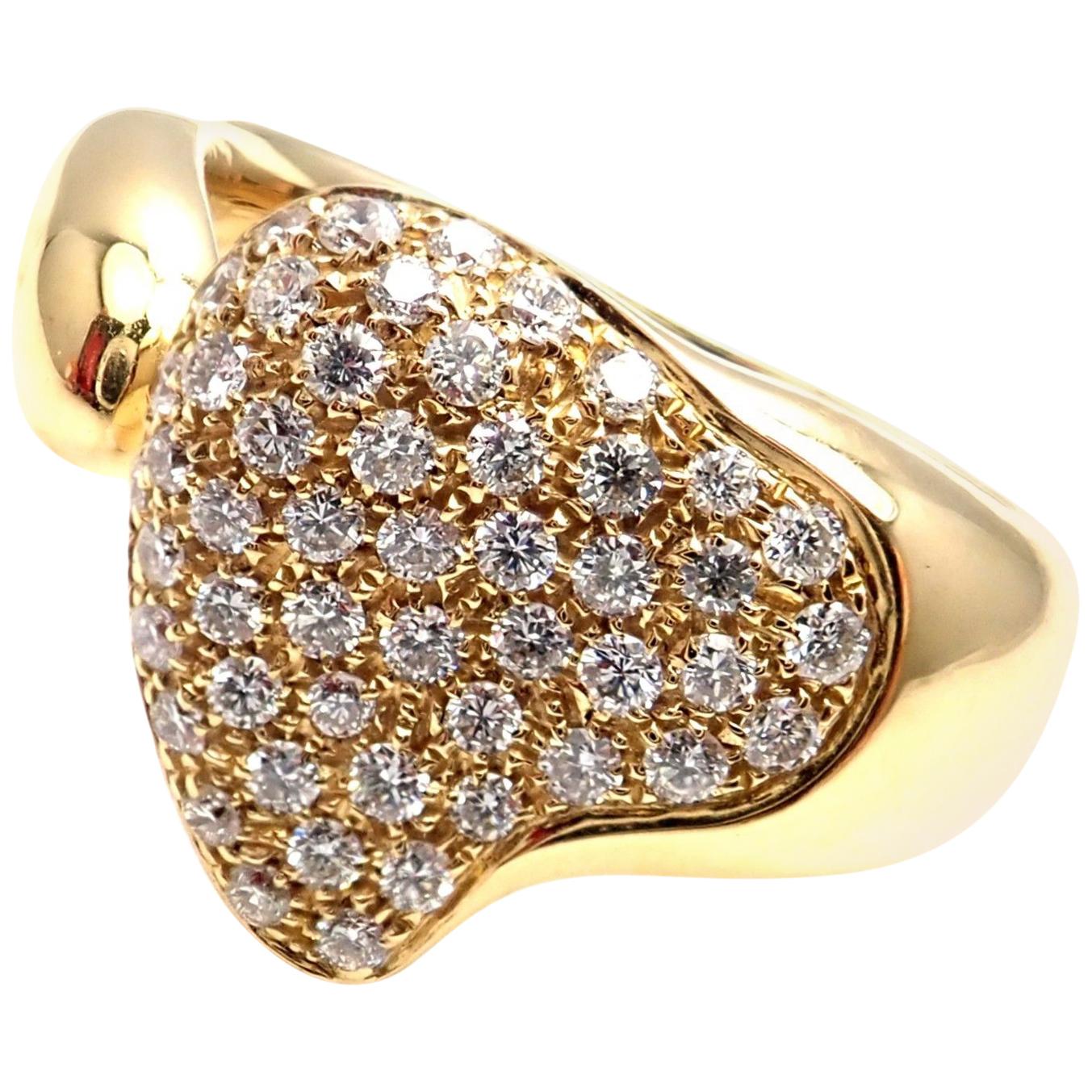 Tiffany & Co. Elsa Peretti Diamond Heart Yellow Gold Band Ring