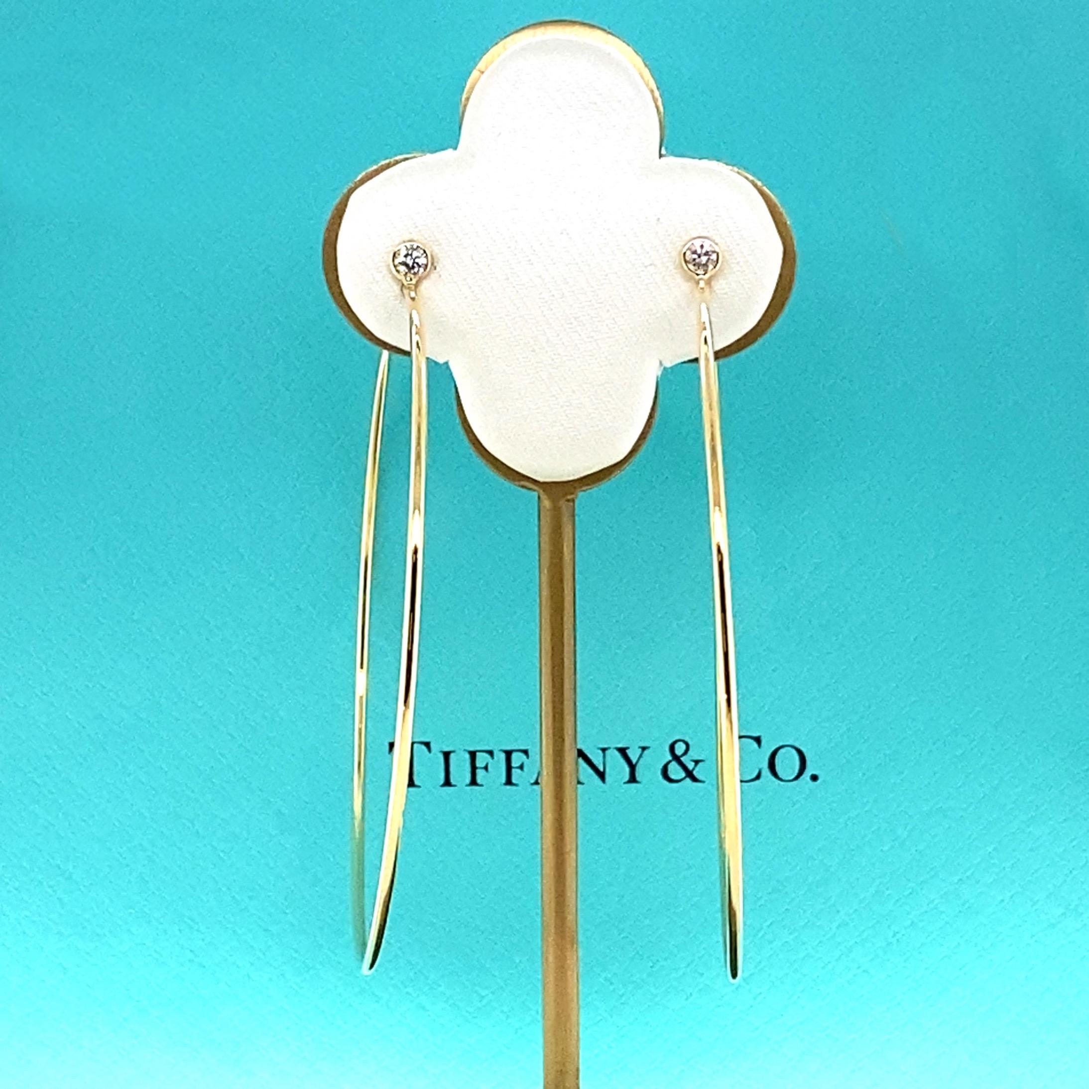 Tiffany & Co. Elsa Peretti Diamond Hoop Earrings in 18kt Yellow Gold Size Large 4