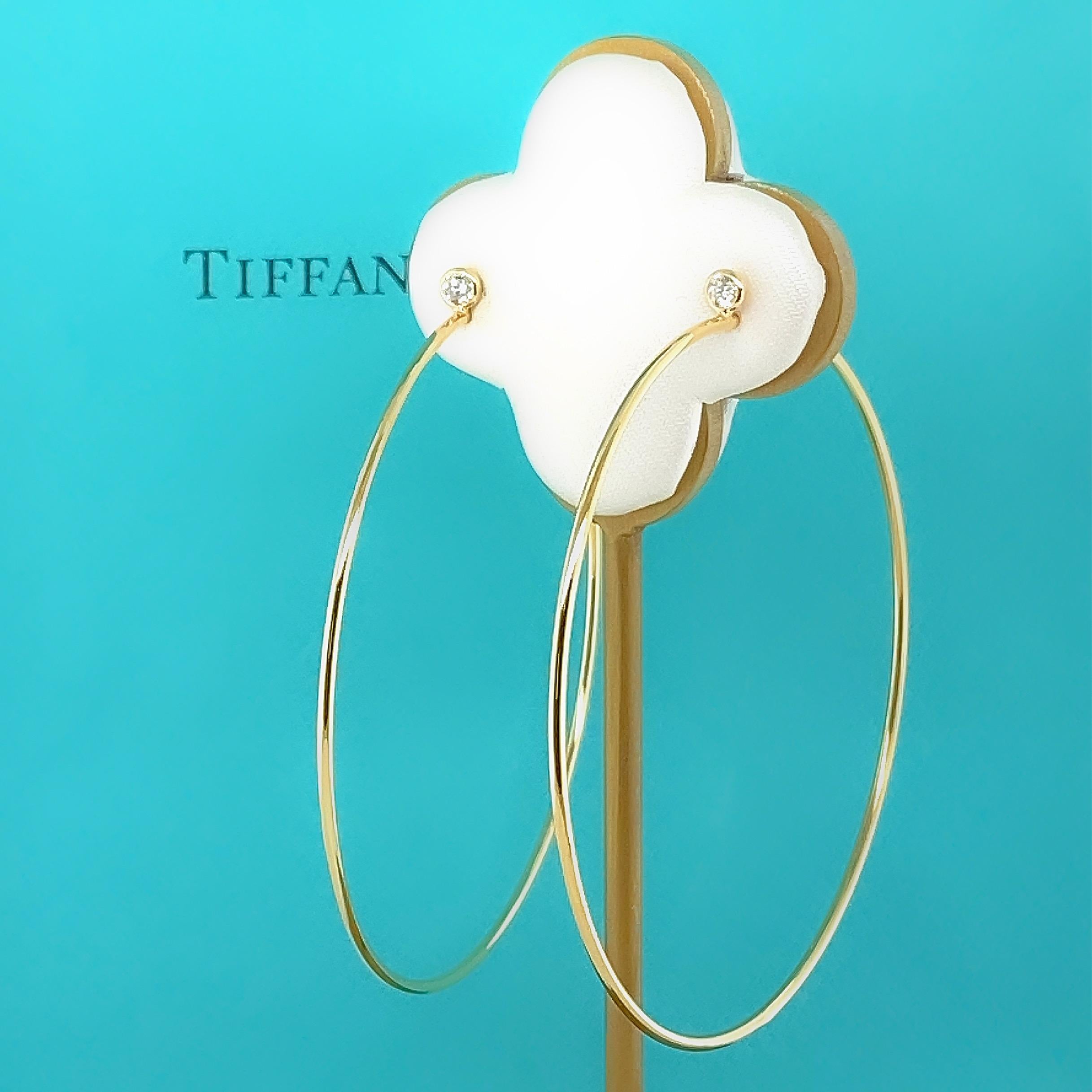 Tiffany & Co. Elsa Peretti Diamond Hoop Earrings in 18kt Yellow Gold Size Large 1