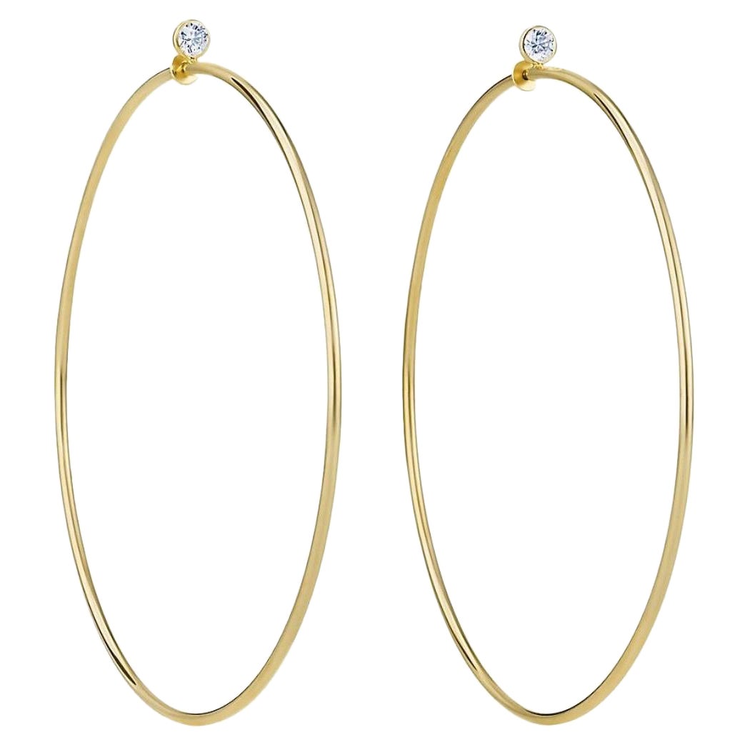 Tiffany 
Co. Elsa Peretti Diamond Hoop Earrings in 18kt Yellow Gold Size Large