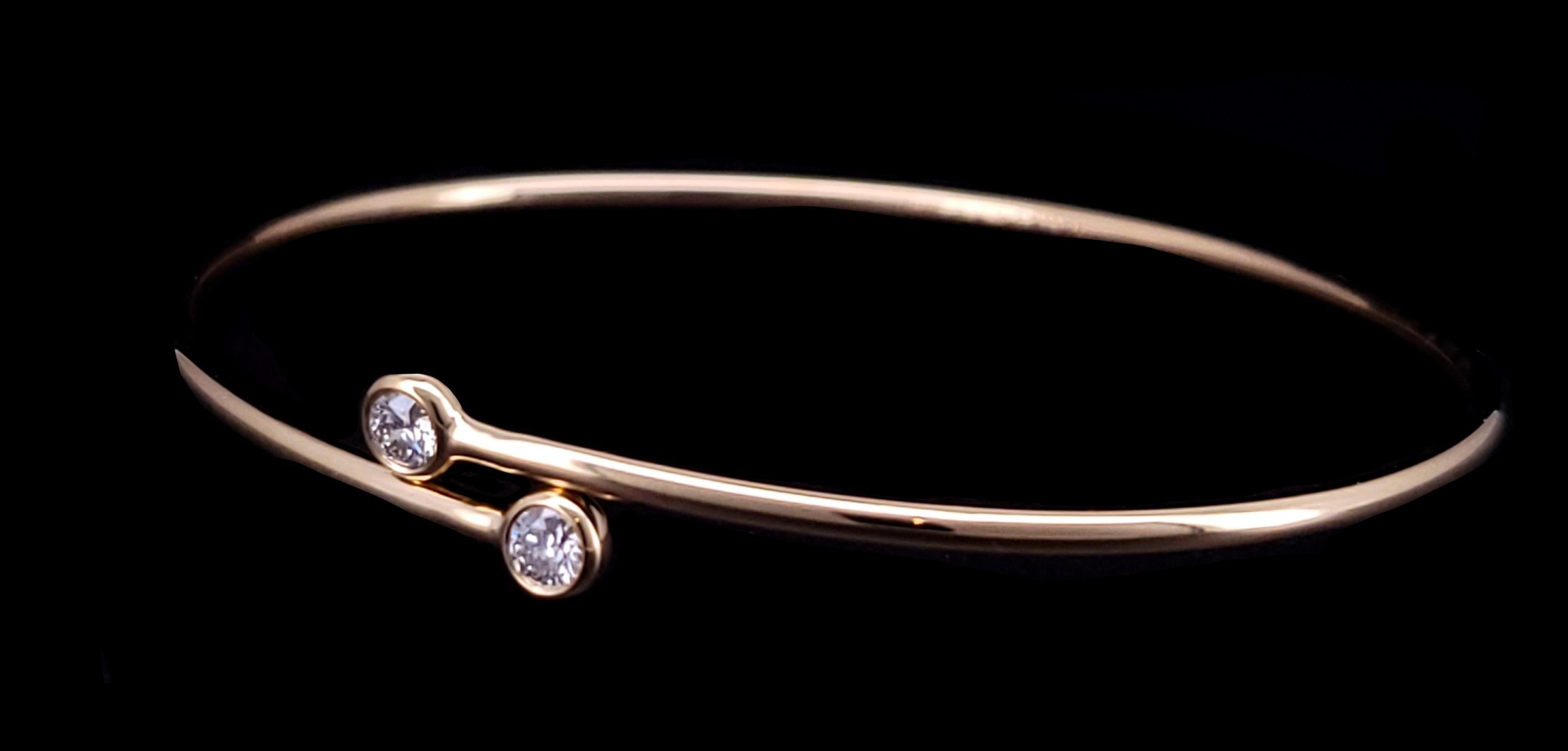 Round Cut Tiffany & Co. Elsa Peretti Diamond Hoop Single-row Bangle For Sale