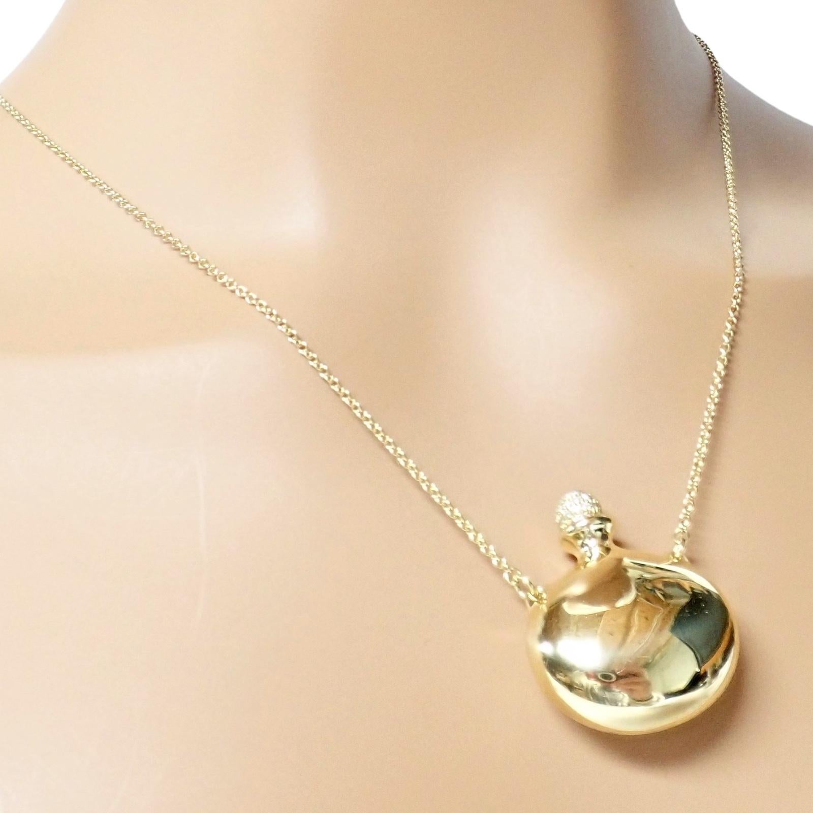 Tiffany & Co Elsa Peretti, collier pendentif grande bouteille en or jaune avec diamants Excellent état - En vente à Holland, PA