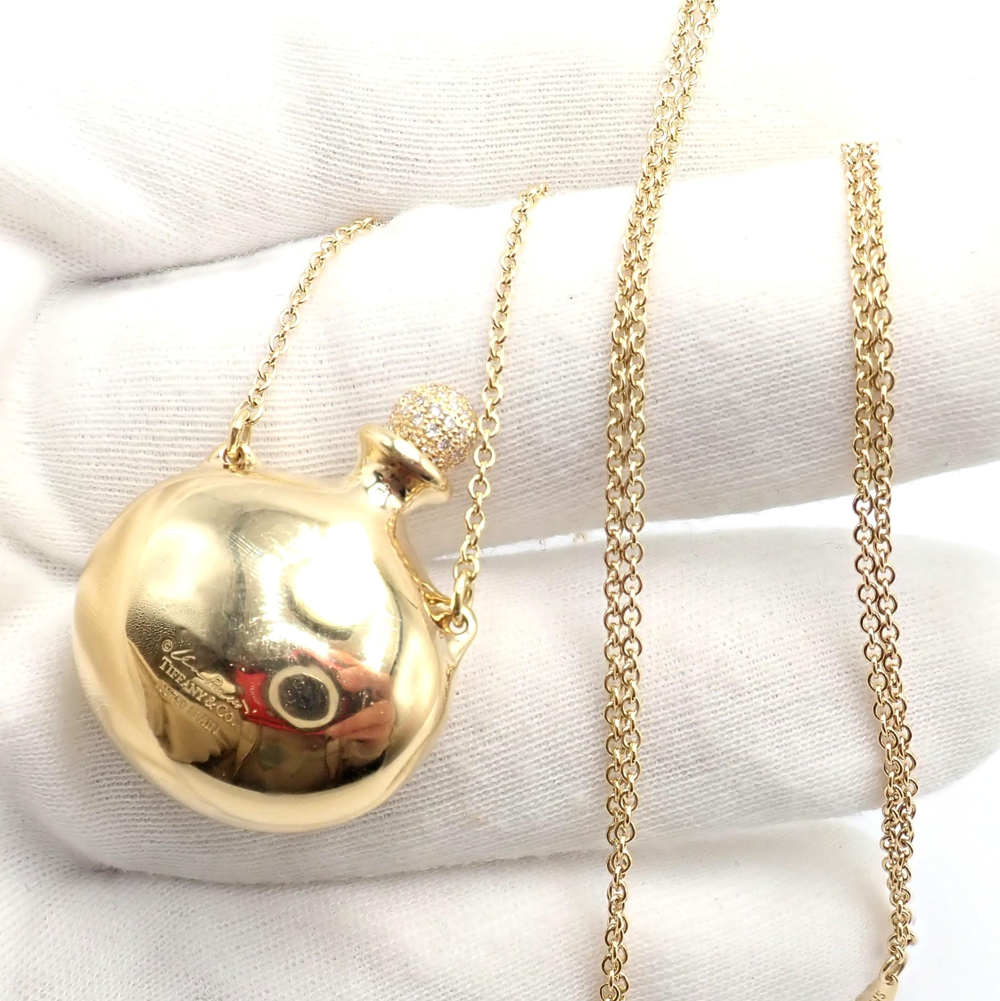 Tiffany & Co Elsa Peretti, collier pendentif grande bouteille en or jaune avec diamants Unisexe en vente