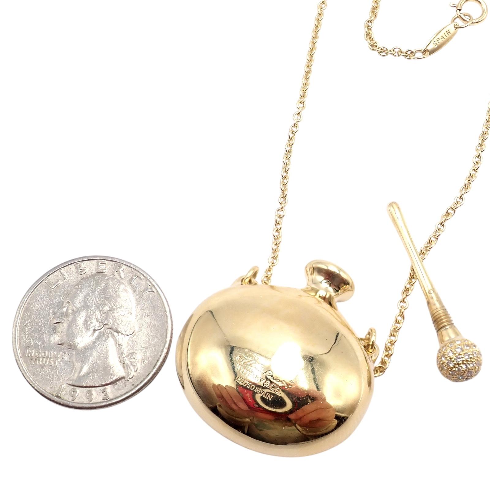 Tiffany & Co Elsa Peretti, collier pendentif grande bouteille en or jaune avec diamants en vente 1