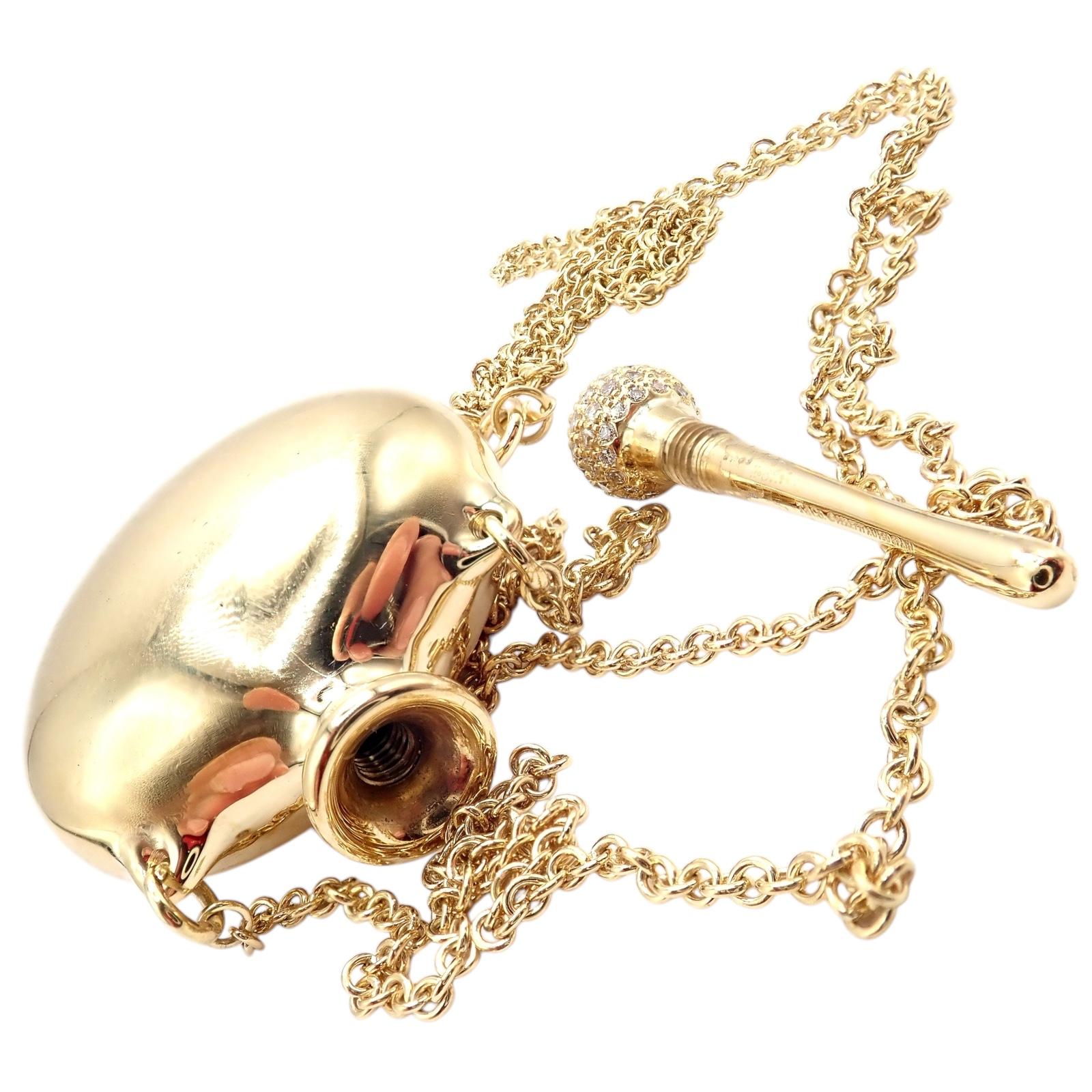 Tiffany & Co Elsa Peretti, collier pendentif grande bouteille en or jaune avec diamants en vente 2