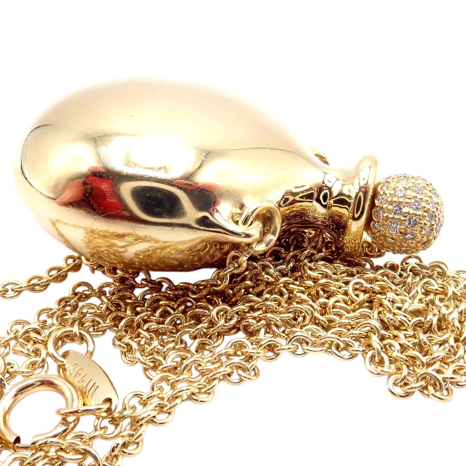Tiffany & Co Elsa Peretti, collier pendentif grande bouteille en or jaune avec diamants en vente 3