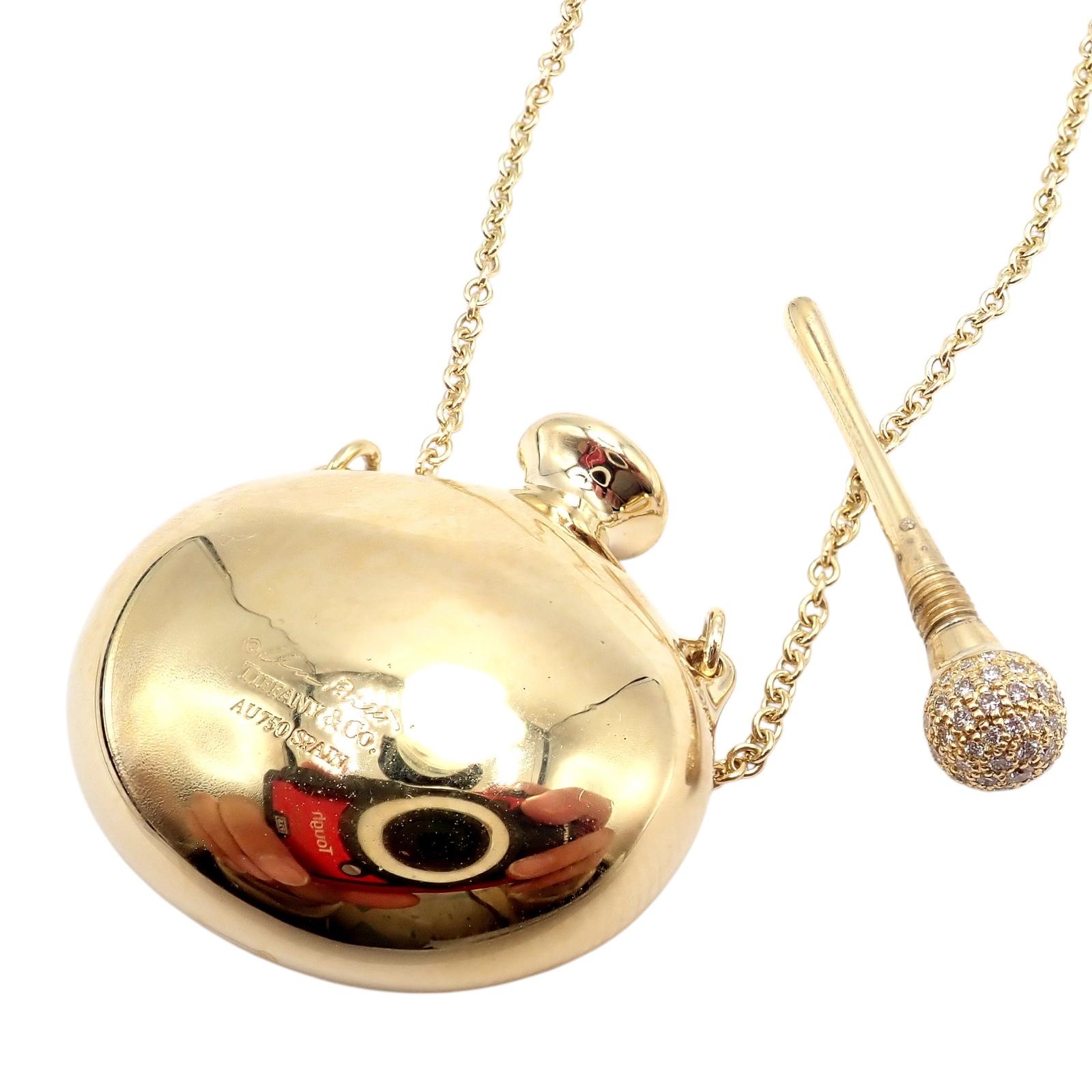 Tiffany & Co Elsa Peretti, collier pendentif grande bouteille en or jaune avec diamants en vente 4