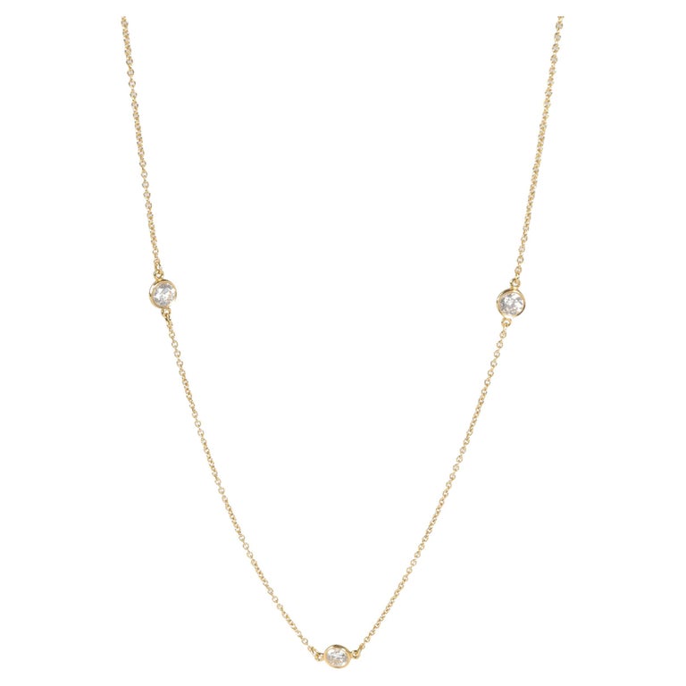 Tiffany and Co. Elsa Peretti Diamond Necklace in 18k Yellow Gold 0.9 ...