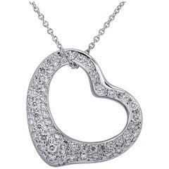 Tiffany & Co. Elsa Peretti Diamond Open Heart Necklace