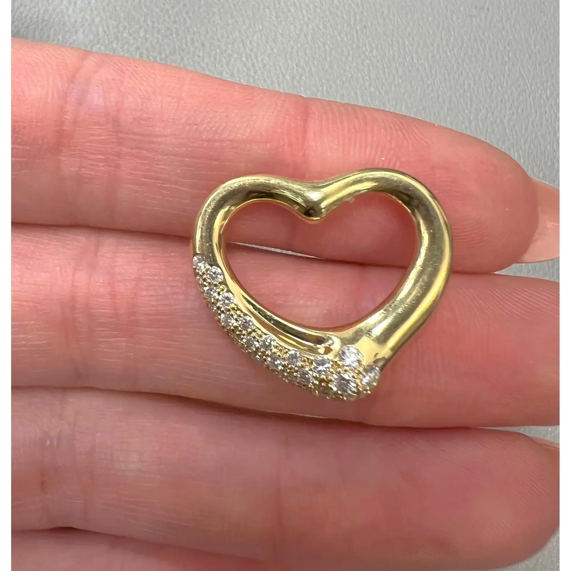  Tiffany & Co. Elsa Peretti Pendentif cœur ouvert en or jaune 18 carats avec diamants 0,33 carat Pour femmes 