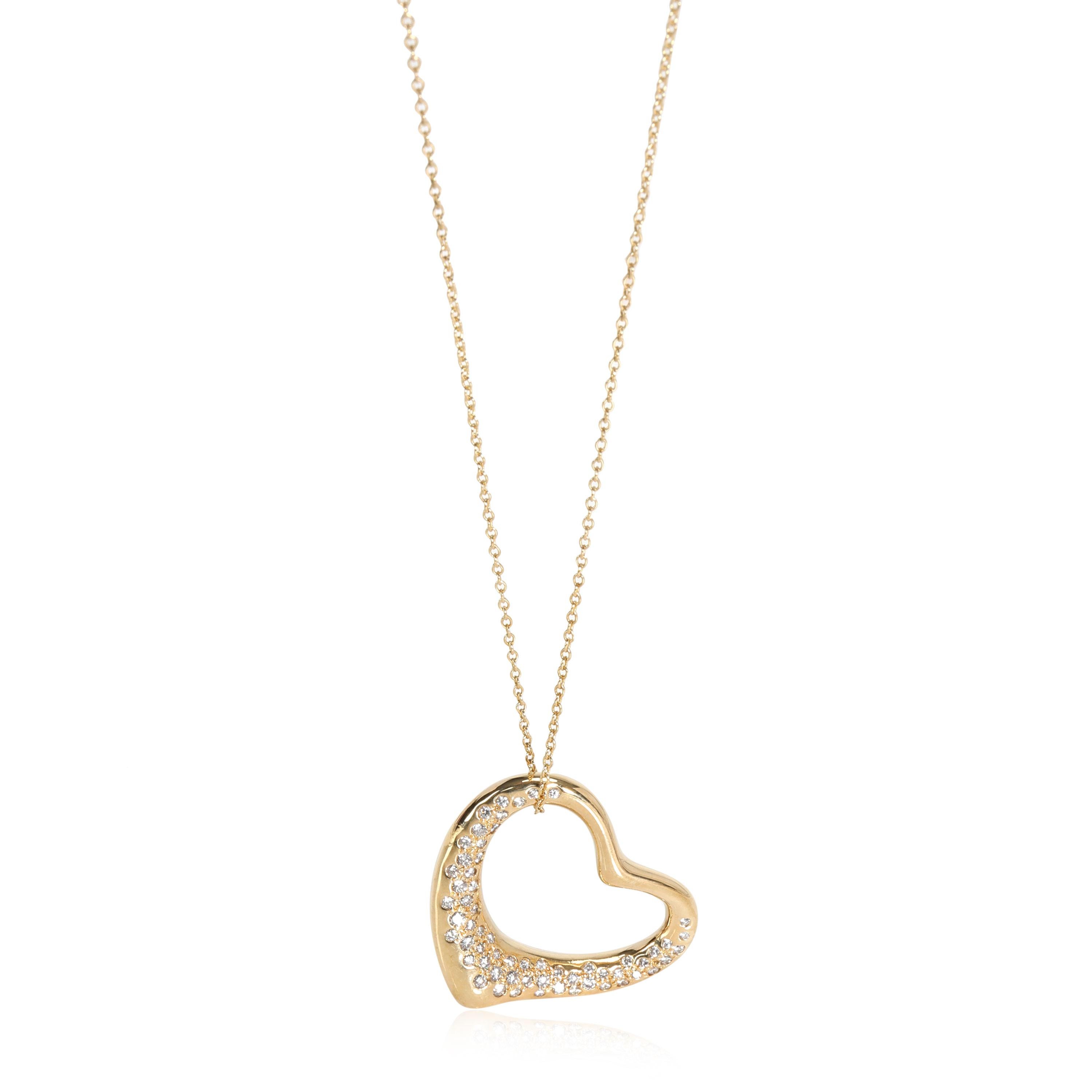 Tiffany & Co. Elsa Peretti Pendentif en forme de cœur ouvert en or jaune 18 carats avec diamants 1 carat Pour femmes en vente