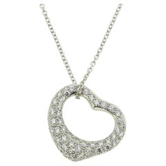 Tiffany & Co. Elsa Peretti Diamond Open Heart Pendant Necklace