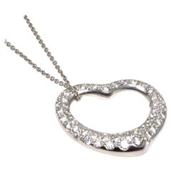 Tiffany & Co. Collar con Colgante de Corazón Abierto de Diamantes Elsa Peretti en Platino