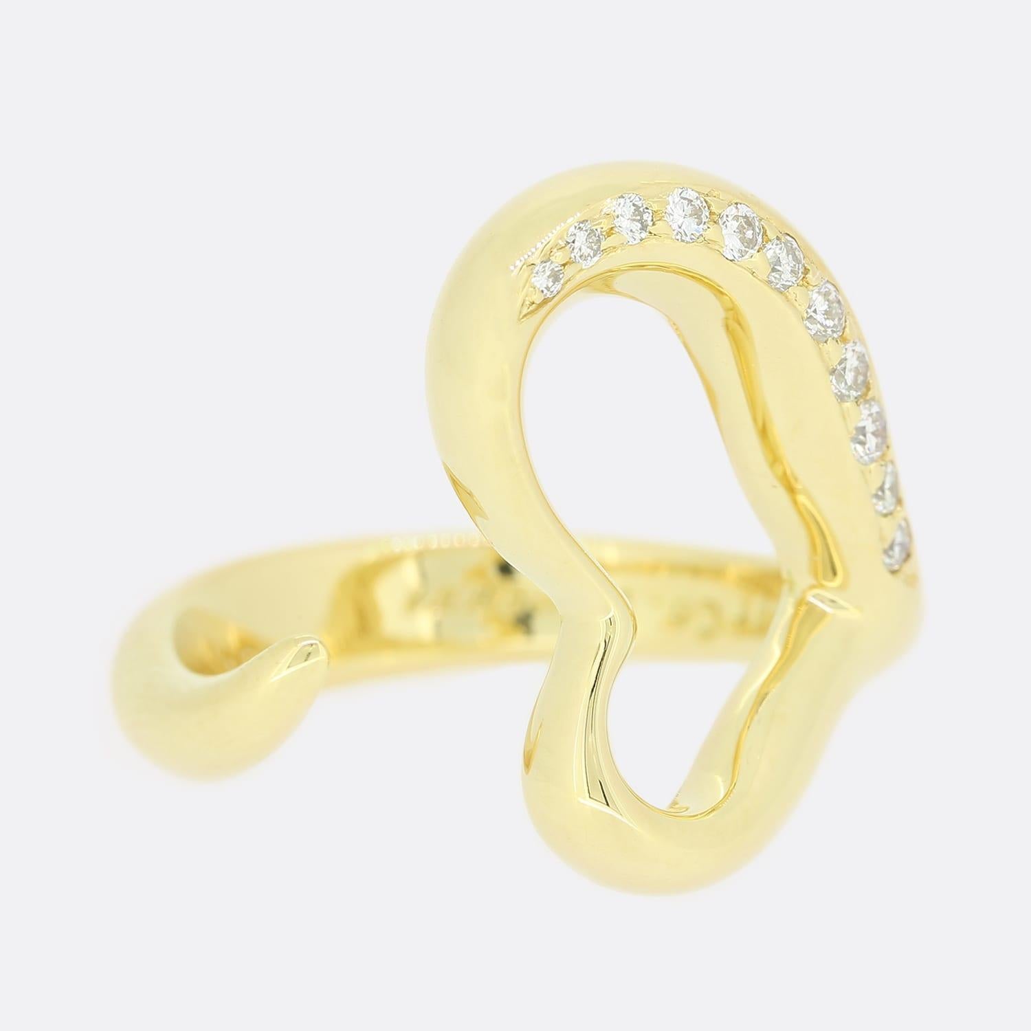Brilliant Cut Tiffany & Co. Elsa Peretti Diamond Open Heart Ring