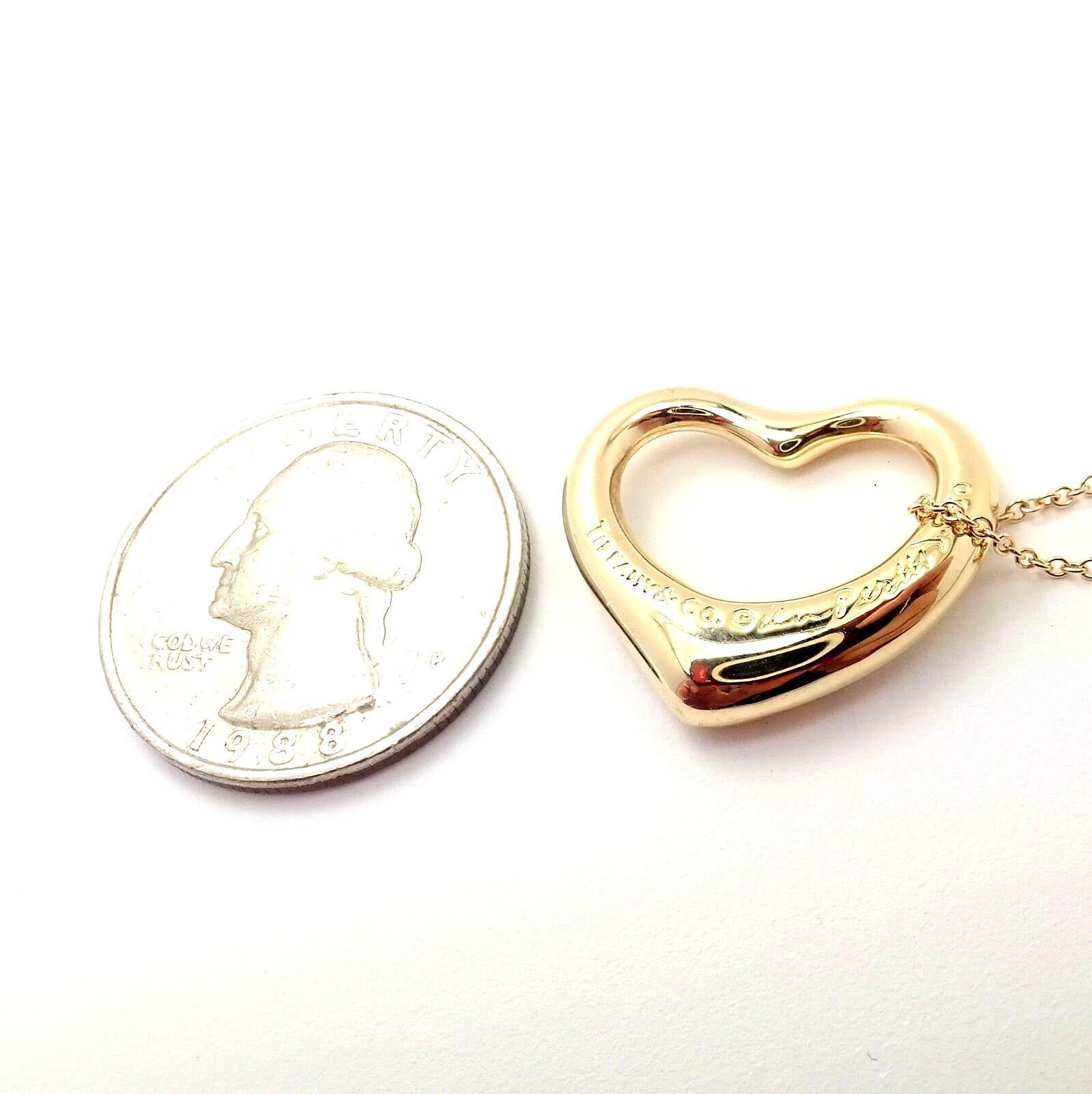 Women's or Men's Tiffany & Co. Elsa Peretti Diamond Open Heart Yellow Gold Necklace