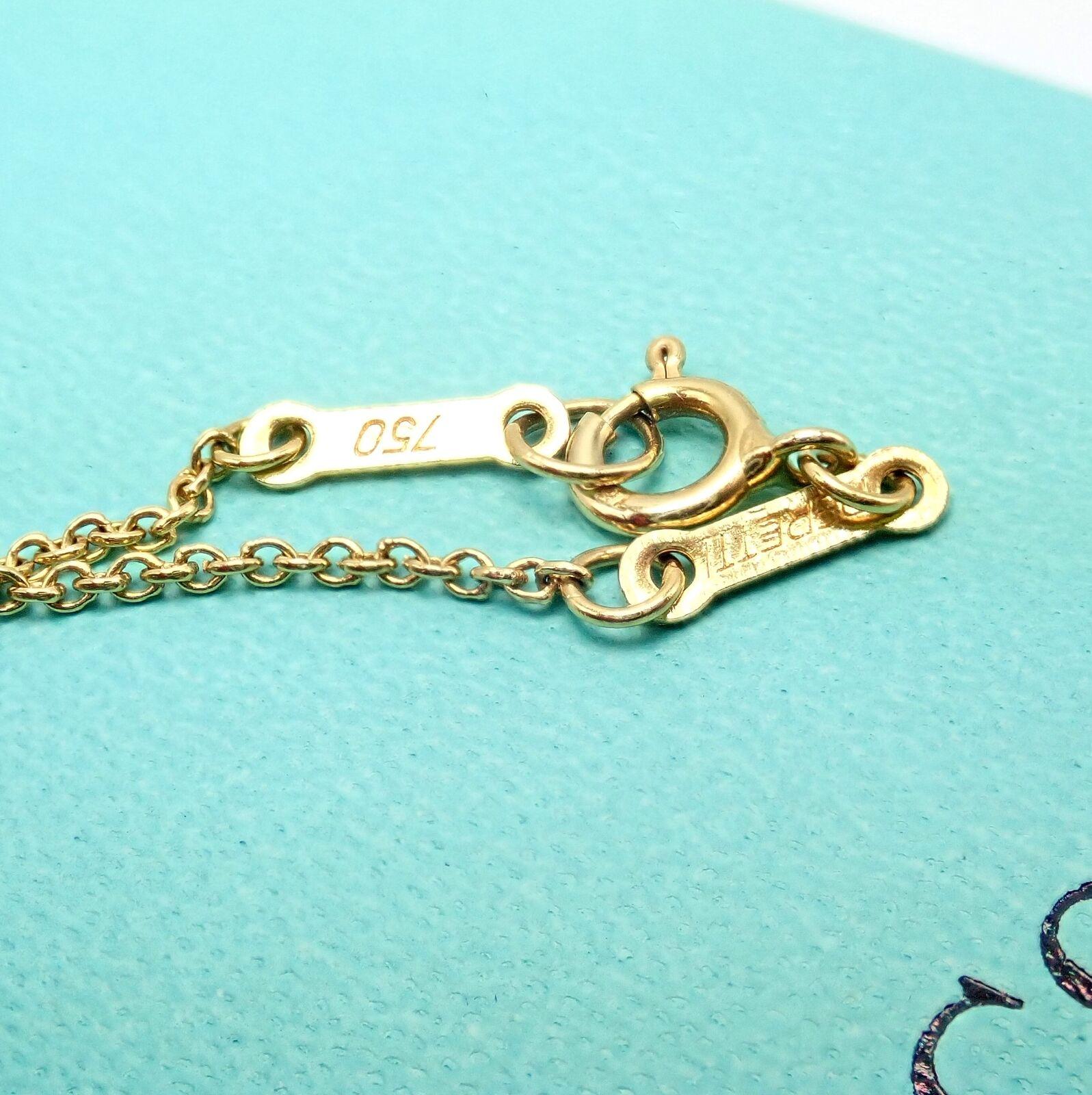 Women's or Men's Tiffany & Co Elsa Peretti Diamond Open Heart Yellow Gold Pendant Necklace For Sale