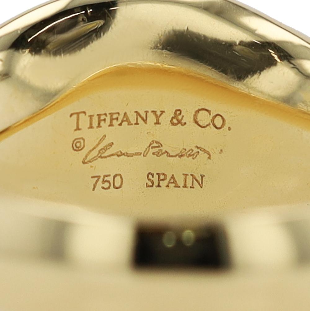 Tiffany & Co. Elsa Peretti for Tiffany & Co. Anello East-West in oro 18k con pavé di diamanti In condizioni buone in vendita a Santa Barbara, CA