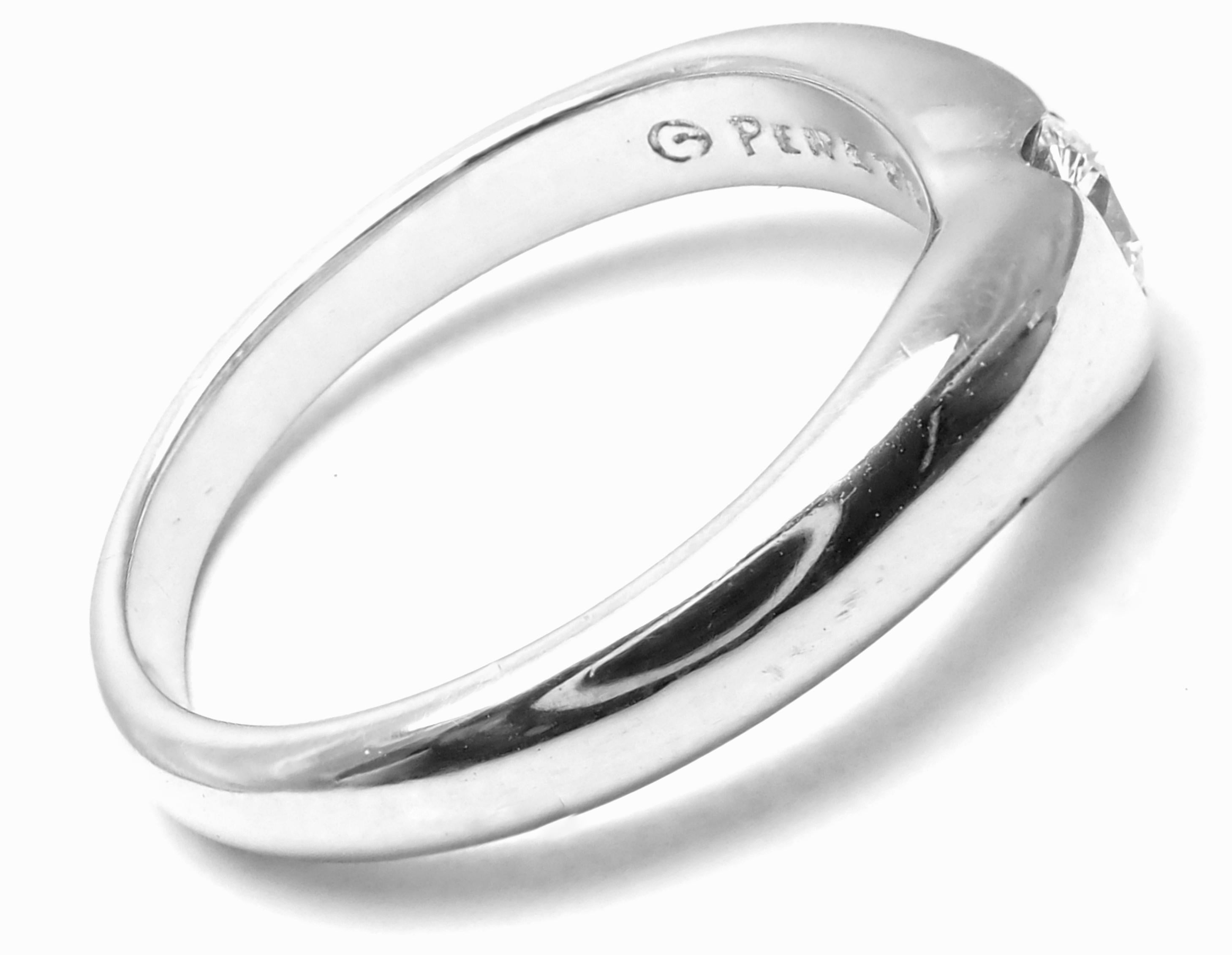 Platinum Diamond Ring designed by Elsa Peretti for Tiffany & Co. 
With 1 round brilliant cut diamond VS1 clarity, G color total weight approx. 0.18ct 
Details:
Ring Size: 6.5
Weight: 6 grams
Stamped Hallmarks: Peretti Tiffany & Co 750
*Free Shipping
