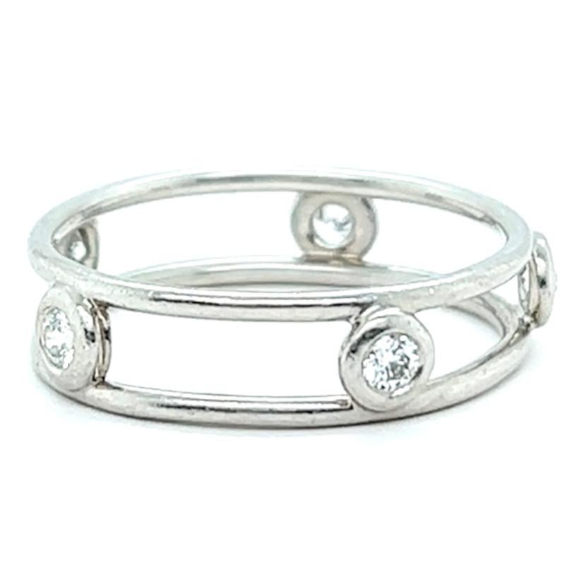 Round Cut Tiffany & Co Elsa Peretti Diamond Platinum Diamonds by the Yard Ring