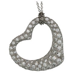 Tiffany & Co. Elsa Peretti Diamond Platinum Open Heart Pendant Necklace