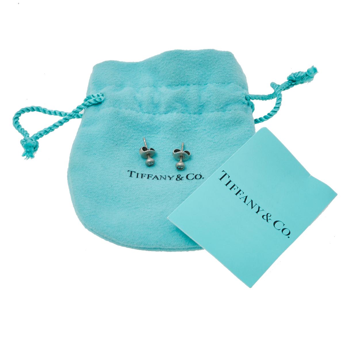 Tiffany & Co. Elsa Peretti Diamond Silver Stud Earrings 1