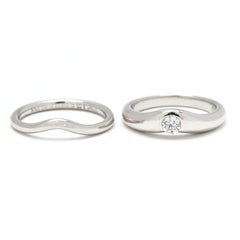 Tiffany & Co Elsa Peretti Diamond Stacked Band Rings, Platinum, Ring Size 5