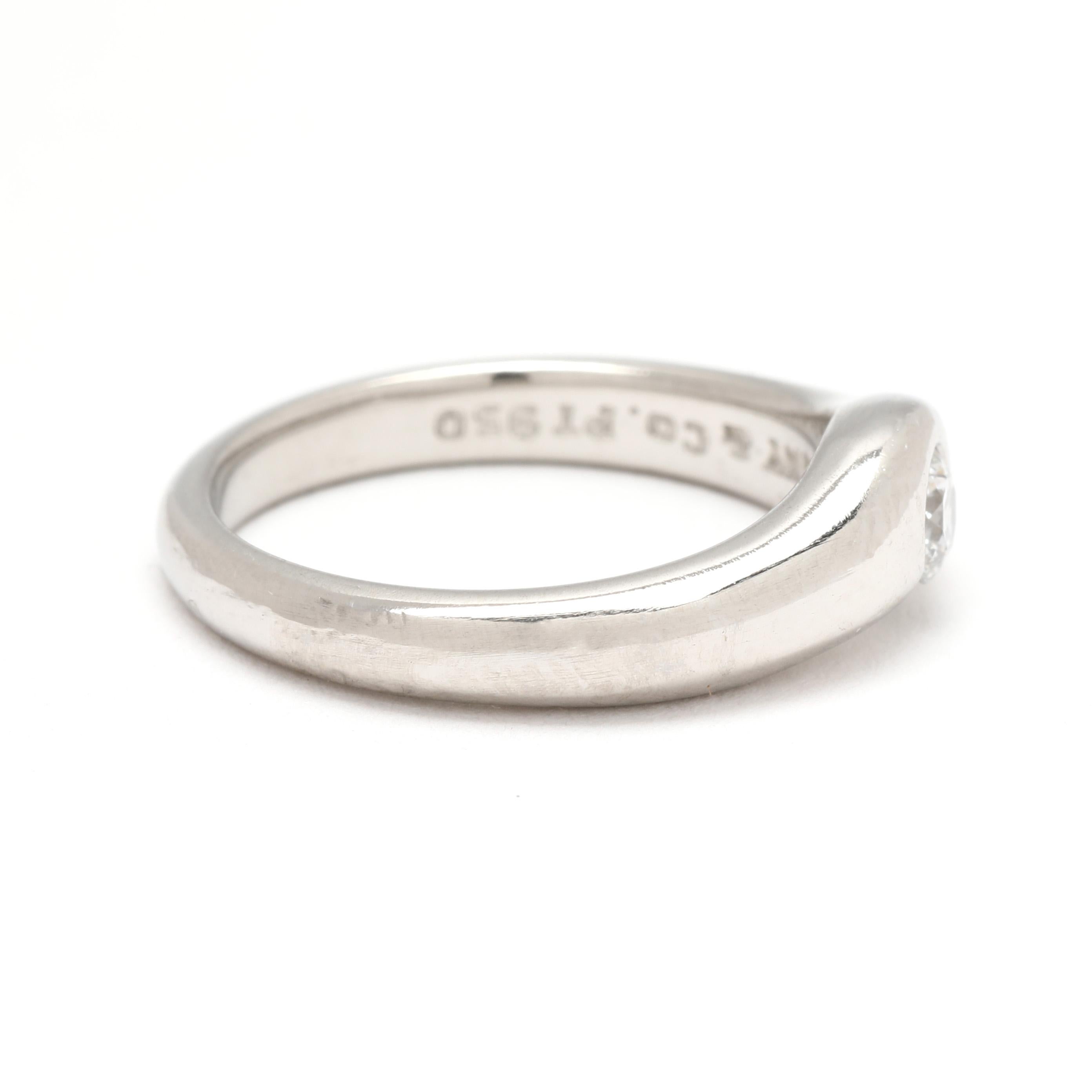 Anillos Tiffany & Co Elsa Peretti con banda apilada de diamantes, platino, talla 5 Corte redondo en venta