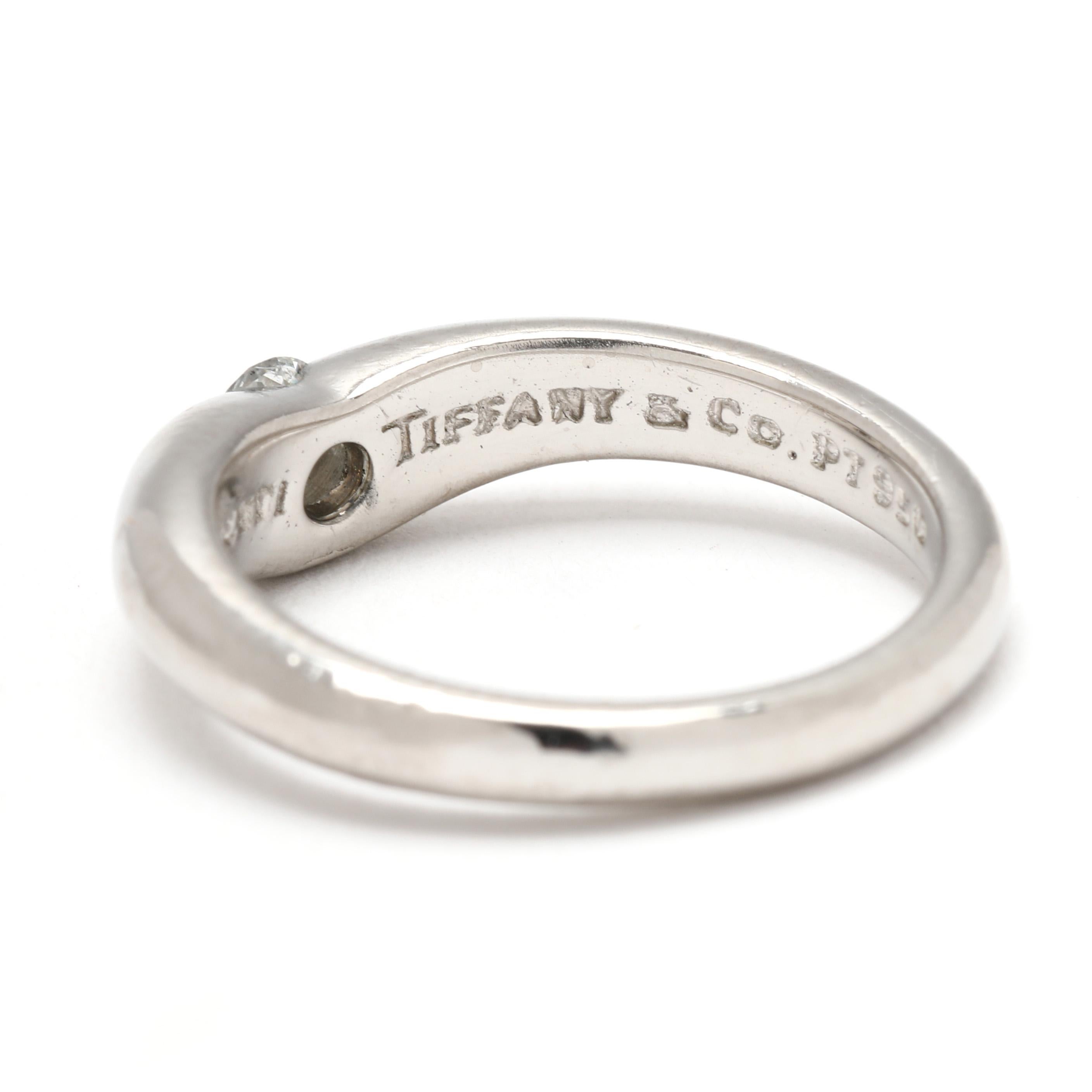 Anillos Tiffany & Co Elsa Peretti con banda apilada de diamantes, platino, talla 5 en venta 1