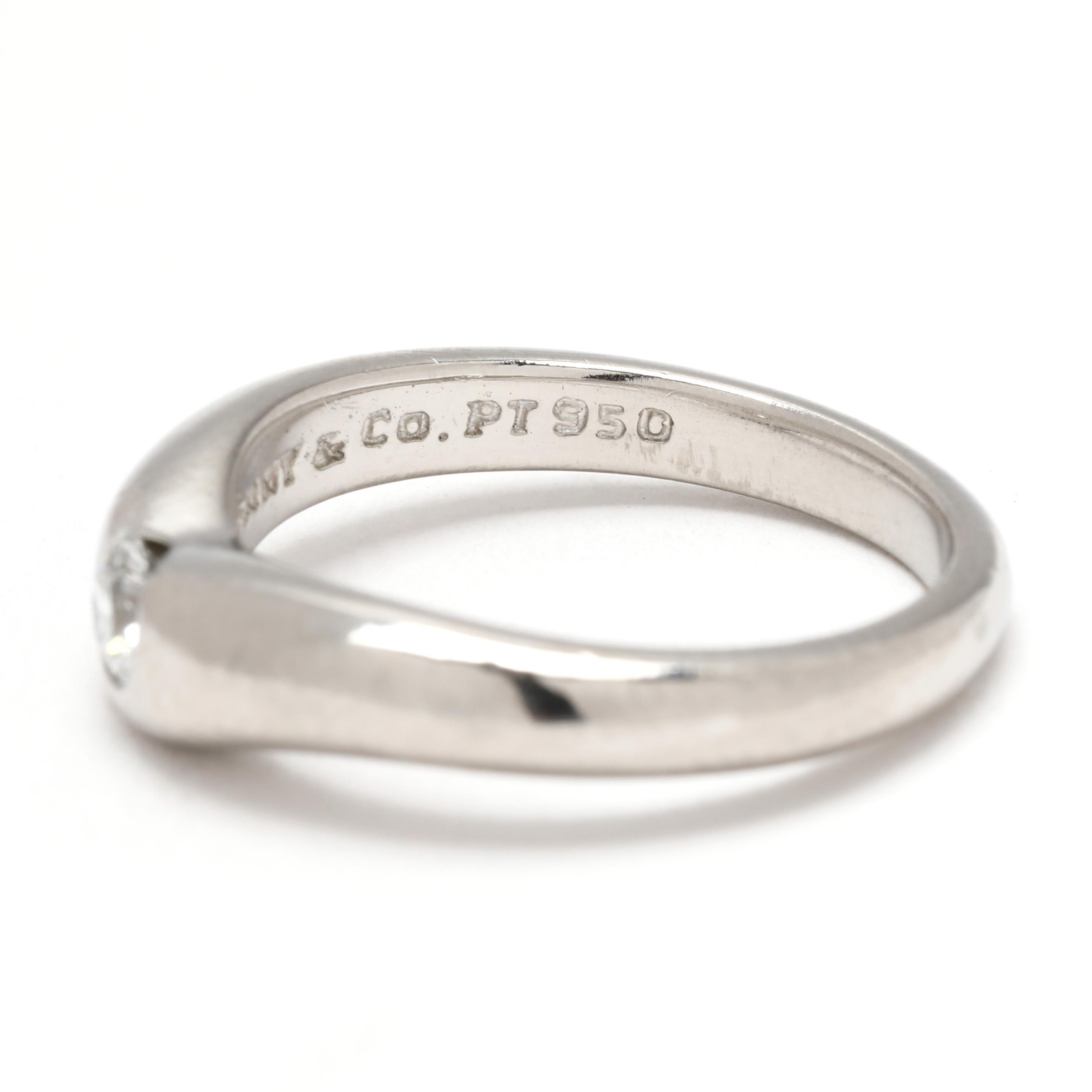 Anillos Tiffany & Co Elsa Peretti con banda apilada de diamantes, platino, talla 5 en venta 2